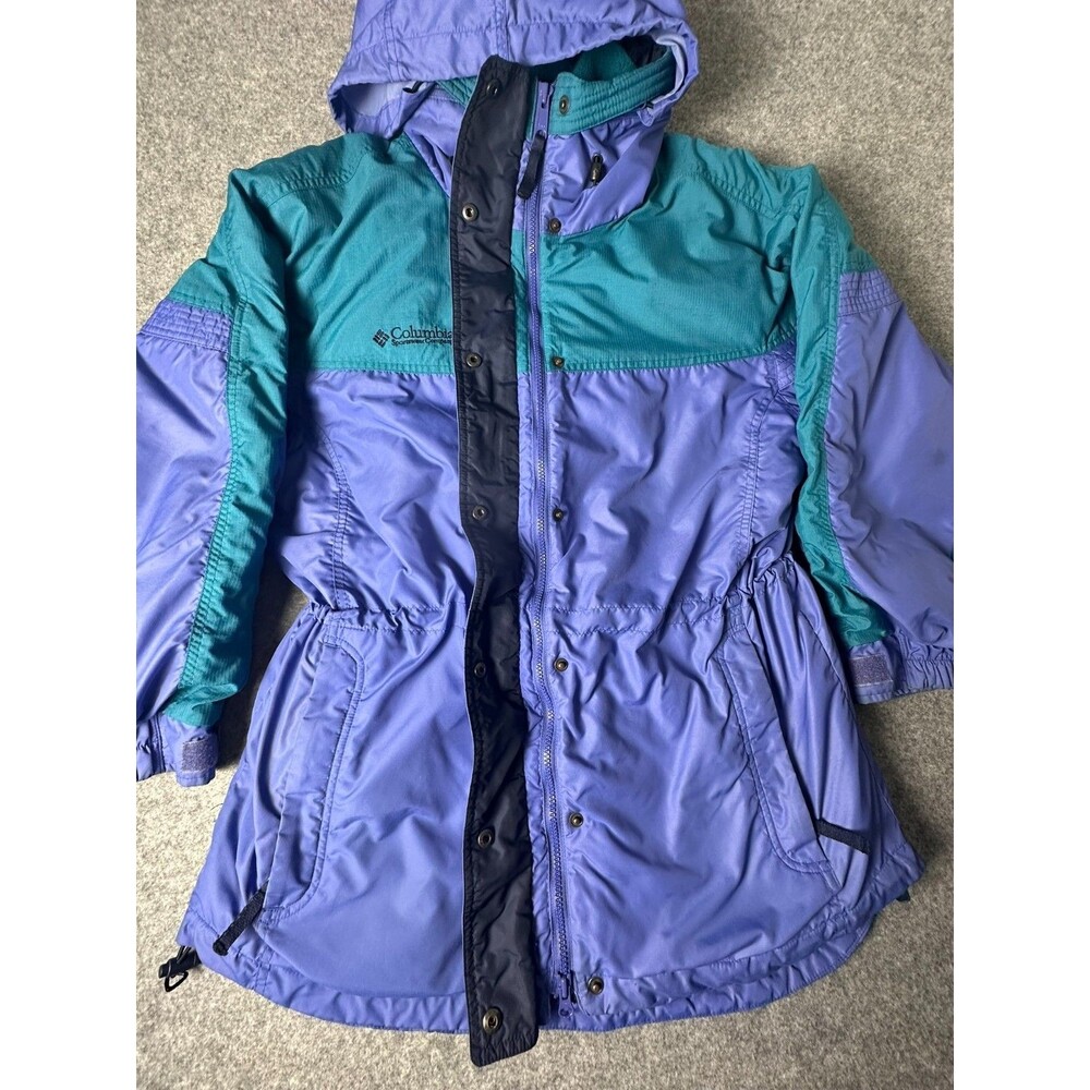 Vtg 90s Columbia Jacket Womens L F8 SL 5035 Colorblock Teal Purple Retro Ski - Picture 5 of 16